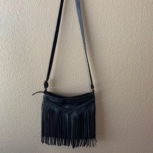 Lulu black fringe bag